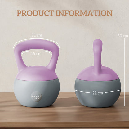 12KG Kettlebell with Soft Body and Non-Slip Handle, Purple, Grey