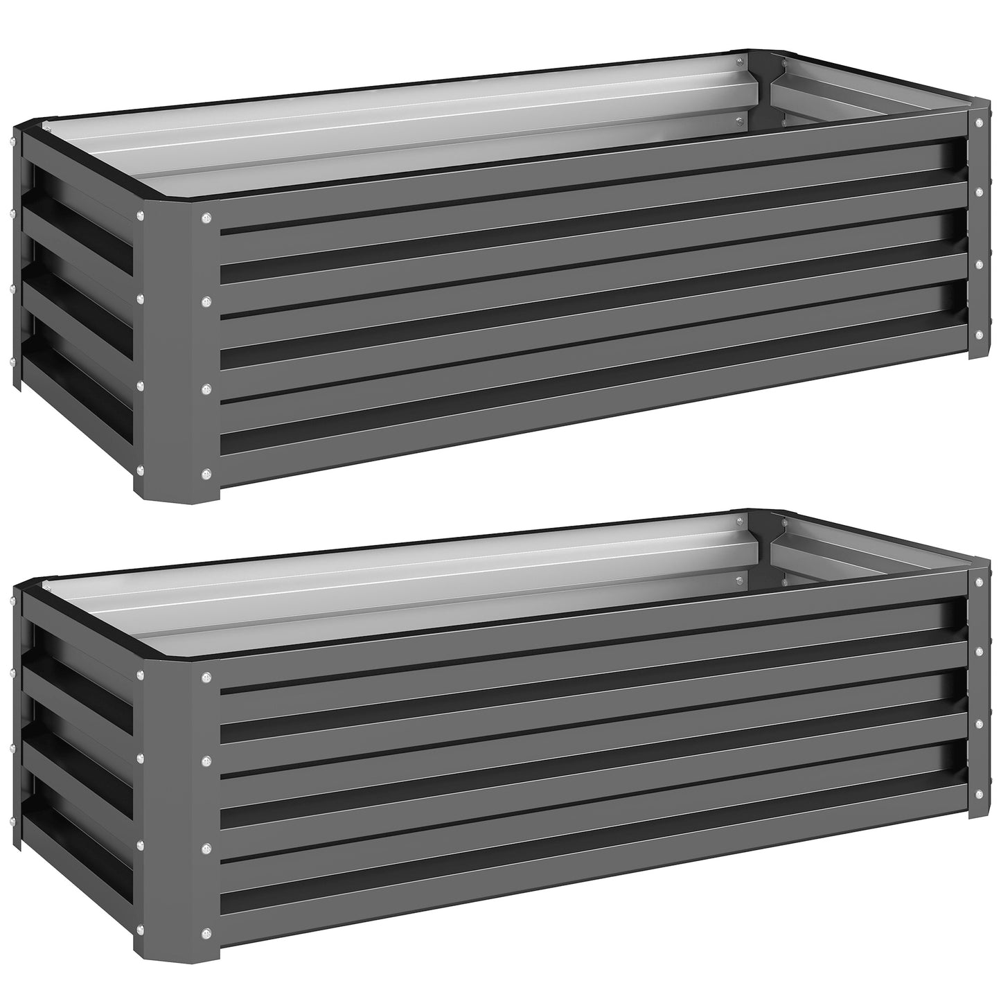 Set of 2 Raised Garden Bed, Outdoor Planter Box with Galvanised Steel Frame for Growing Vegetables, Flowers and Herbs, 110 x 50 x 30 cm, Light Grey