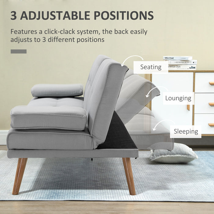 3 Seater Sofa Bed Scandinavian Style Recliner Thick Cushions Adjustable Split Back Middle Table with Armrest Cup Holder