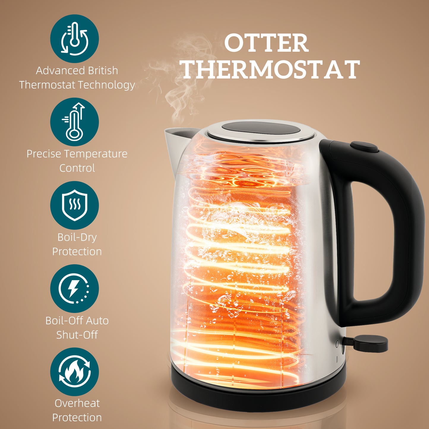 1.7L 3000W Rapid Boil Jug Kettle and 2-Slice Toaster Set, Silver Tone