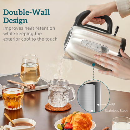 1.7L 3000W Rapid Boil Jug Kettle and 2-Slice Toaster Set, Silver Tone
