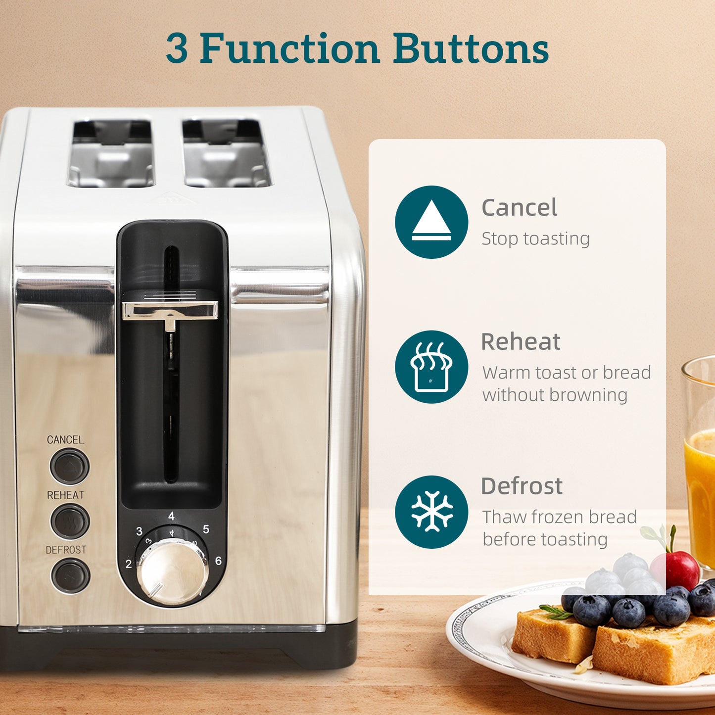 1.7L 3000W Rapid Boil Jug Kettle and 2-Slice Toaster Set, Silver Tone