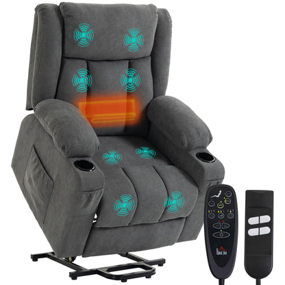 Dual Motor Recliner Chair Power Lift Chair w/ Massage Heat, Dark Grey