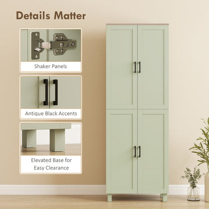 Modern Kitchen Cupboard Storage Cabinet with 6 Shelves, Green