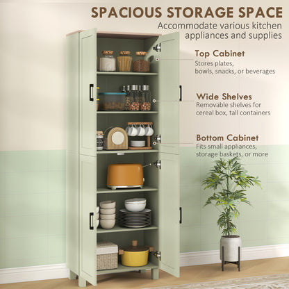 Modern Kitchen Cupboard Storage Cabinet with 6 Shelves, Green