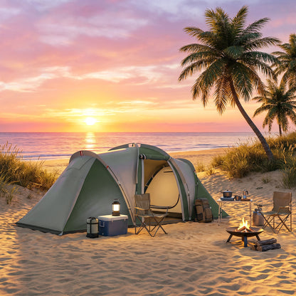 Family Camping Tent 3000mm Waterproof 8-12 Person Green