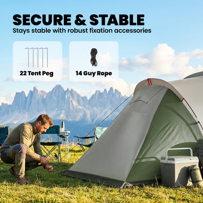 Family Camping Tent 3000mm Waterproof 8-12 Person Green