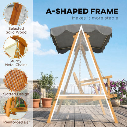 3 Seater Garden Swing Seat with Canopy, Outdoor Hammock Bench
