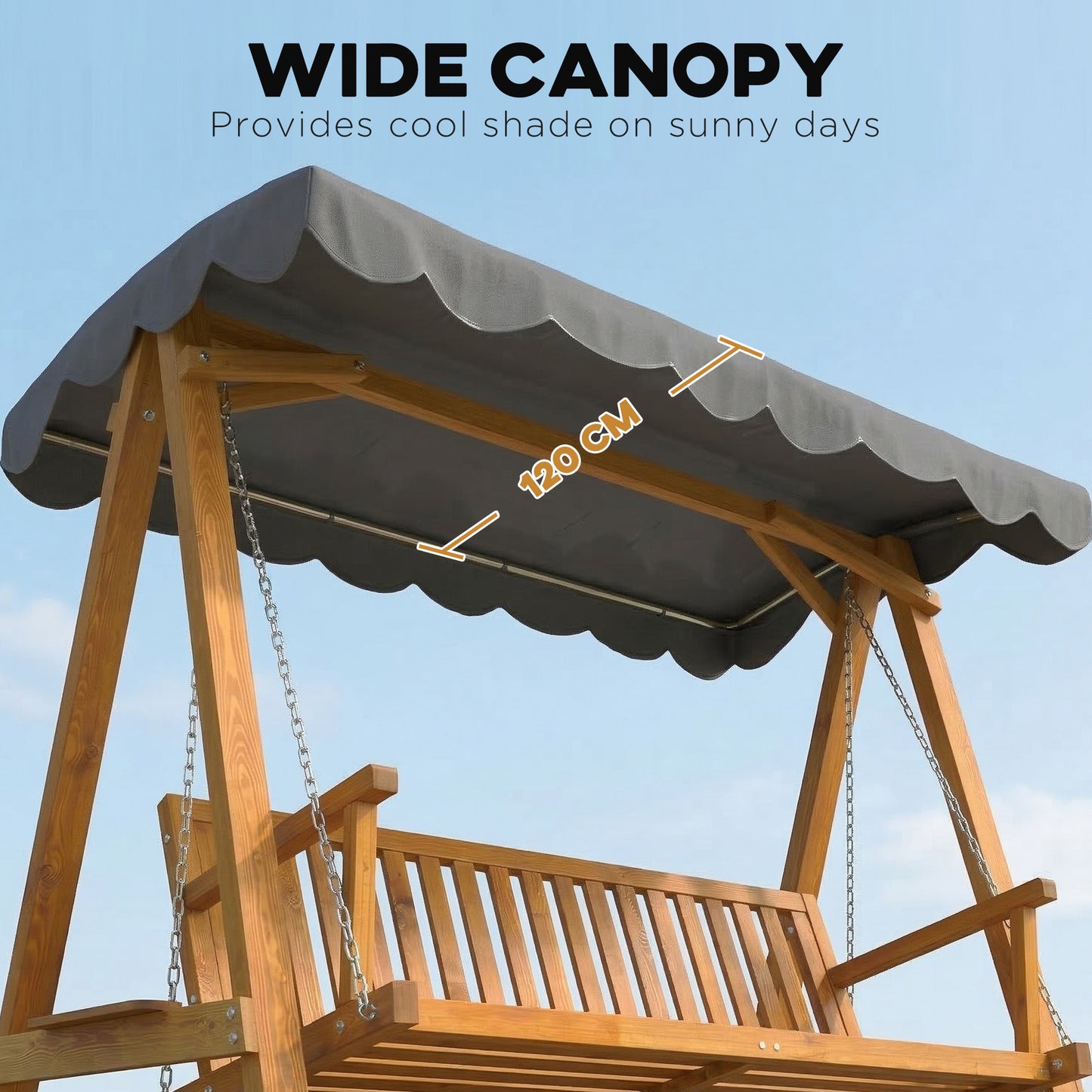 3 Seater Garden Swing Seat with Canopy, Outdoor Hammock Bench