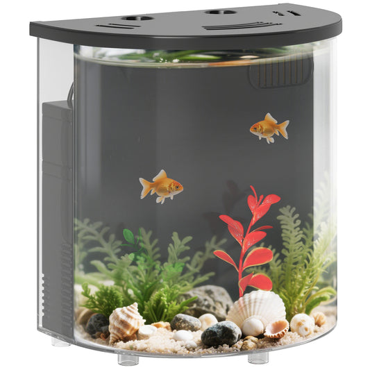 Fish Tank, 3L Nano Aquarium Starter Kit with Filter System, LED Light