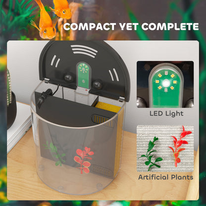 Fish Tank, 3L Nano Aquarium Starter Kit with Filter System, LED Light