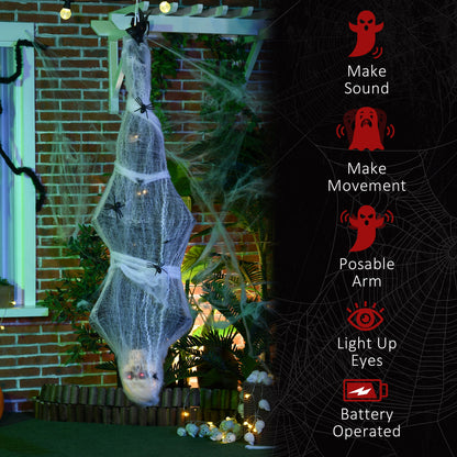 5.5ft Animated Halloween Decoration Hanging Mummy with Spider Web