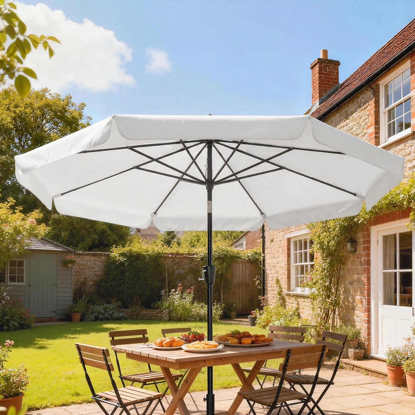 3 m Garden Parasol with Tilt & Crank, UPF30+ Outdoor Table Umbrella