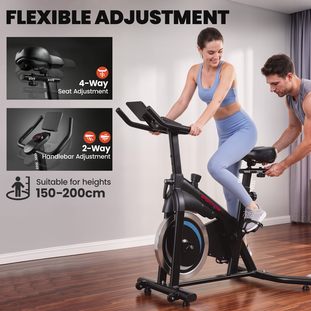 Magnetic Exercise Bike with 6kg Flywheel and Bluetooth App Connectivity - Black