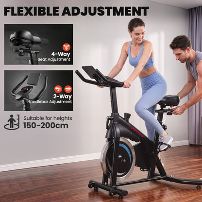Magnetic Exercise Bike with 6kg Flywheel and Bluetooth App Connectivity - Black