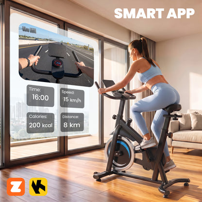 Magnetic Exercise Bike with 6kg Flywheel and Bluetooth App Connectivity - Black