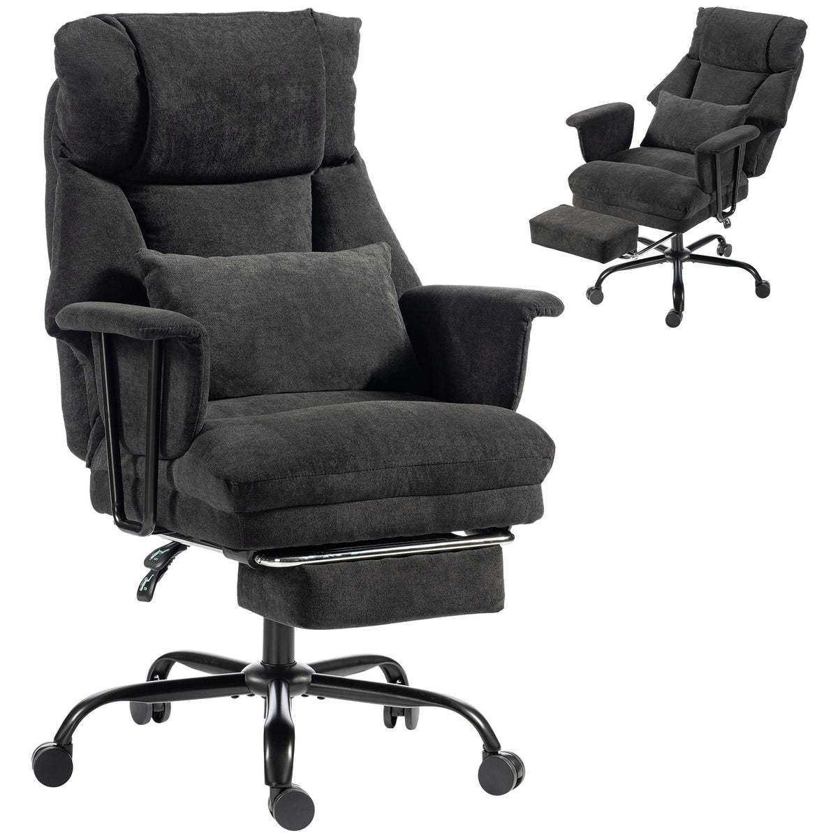 180kg Office Chair, Desk Chair with Lumbar Support, Black