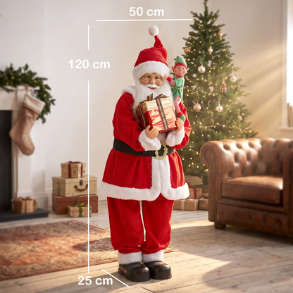4ft Christmas Singing Dancing Santa Claus with Elf, Gift Box