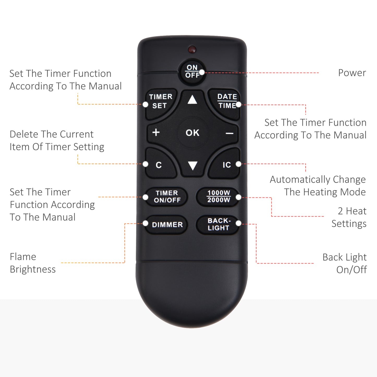 Led Curved Glass Electric Wall Mounted Fire Place Fireplace Heater
