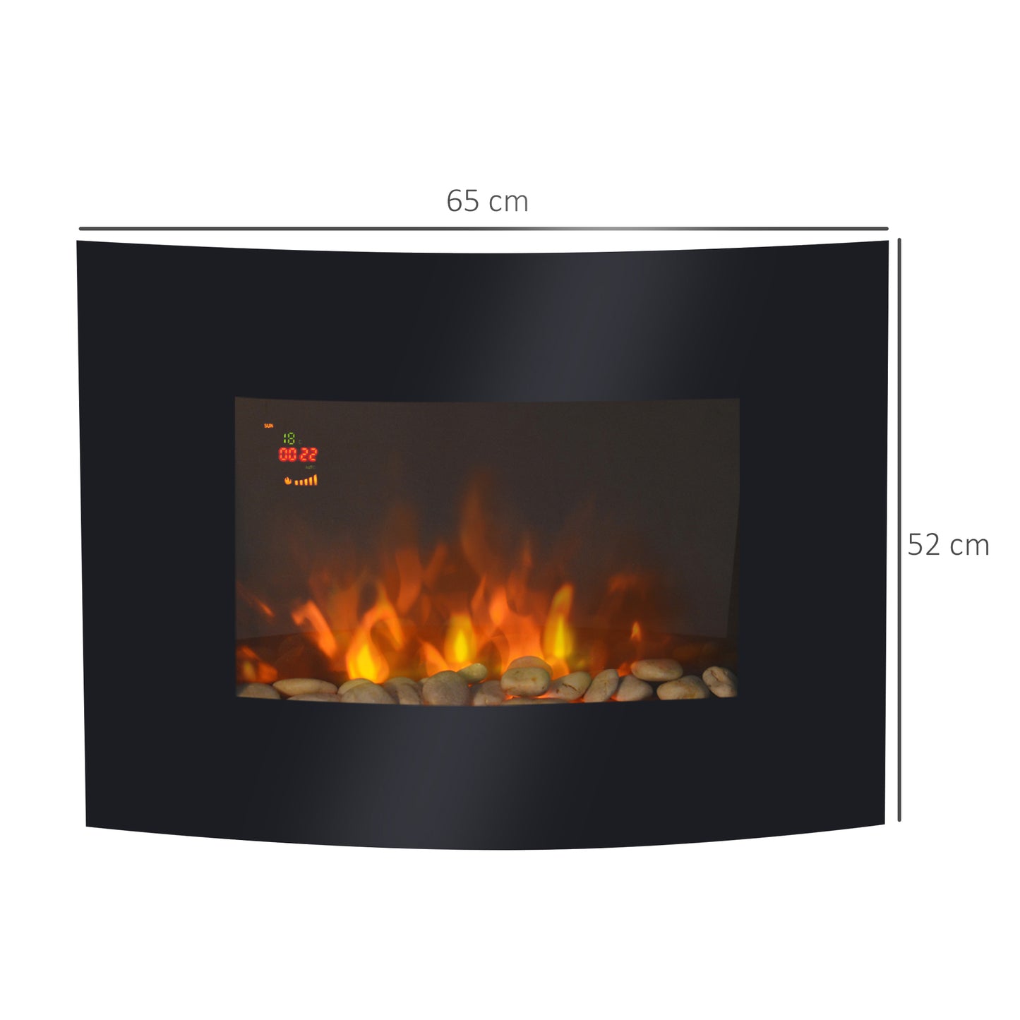 Led Curved Glass Electric Wall Mounted Fire Place Fireplace Heater