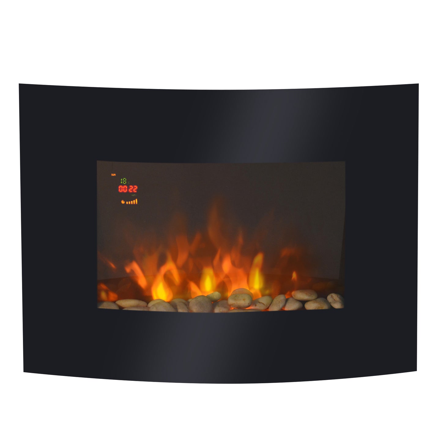 Led Curved Glass Electric Wall Mounted Fire Place Fireplace Heater