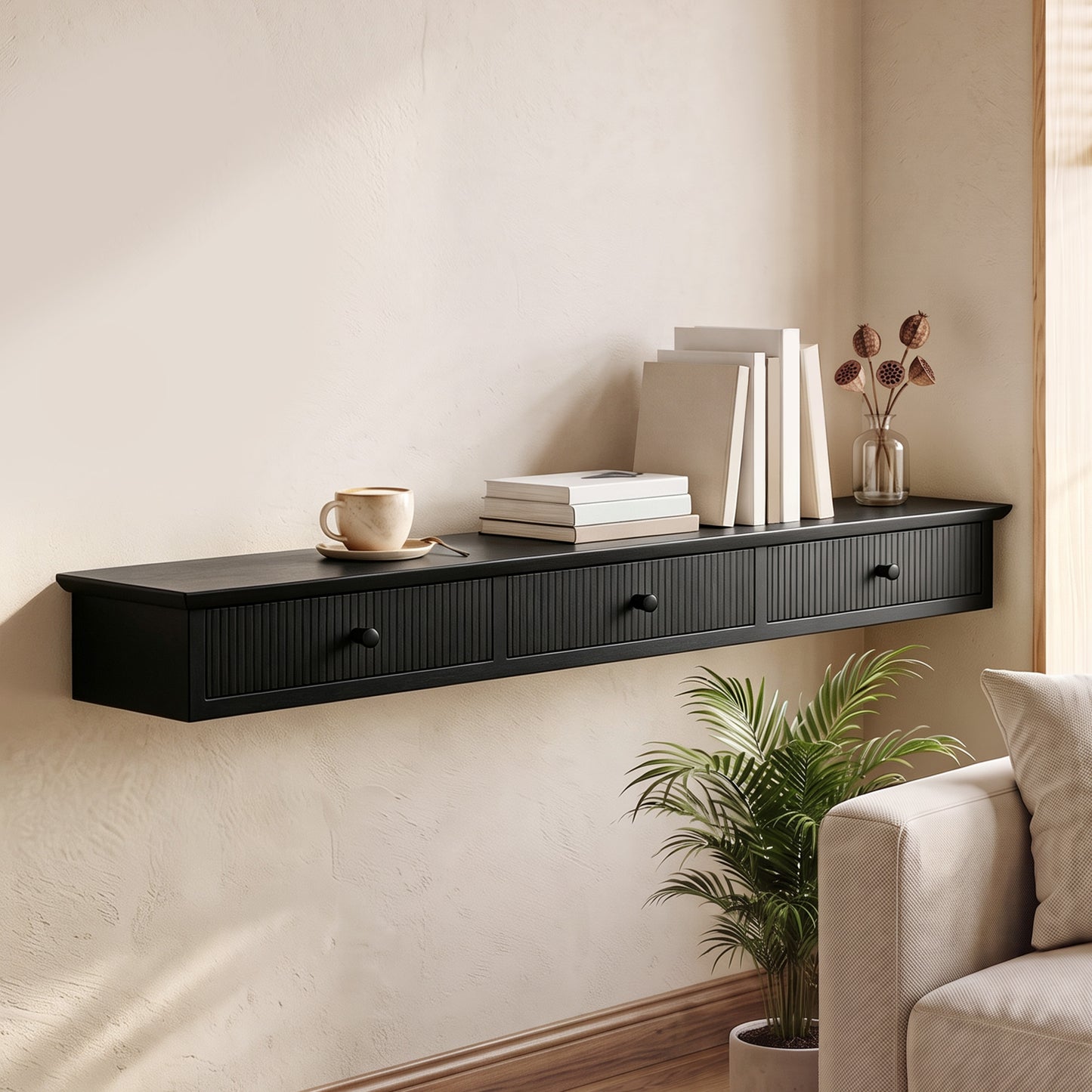 Shelf Wall-Mounted 93 x 15 x 10 cm Black