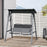 2 Seater Garden Swing Chair, Outdoor Canopy Swing Bench with Adjustable Shade and Metal Frame, Grey