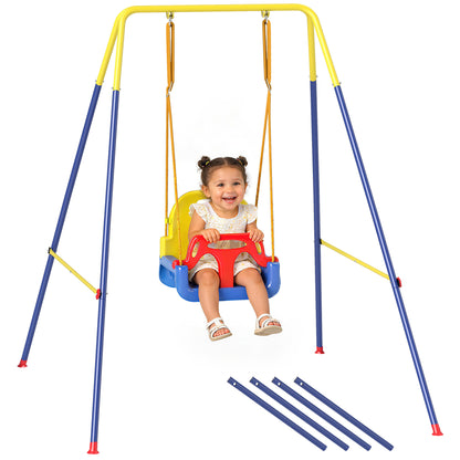 3 in 1 Toddler Swing Set, Folding Child Swing Set for Kids, Blue