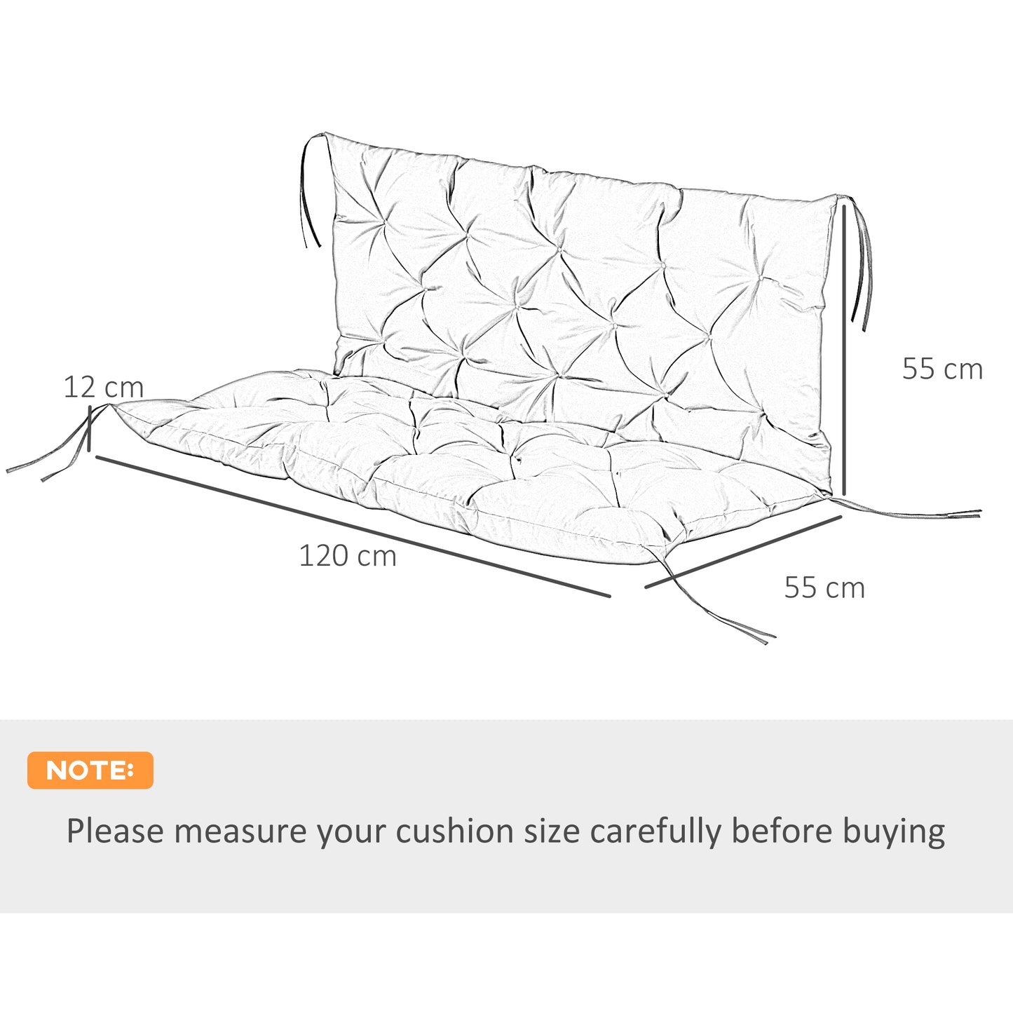 Garden Bench Cushion 2 Seater Swing Chair Cushion Outdoor Seat Pad