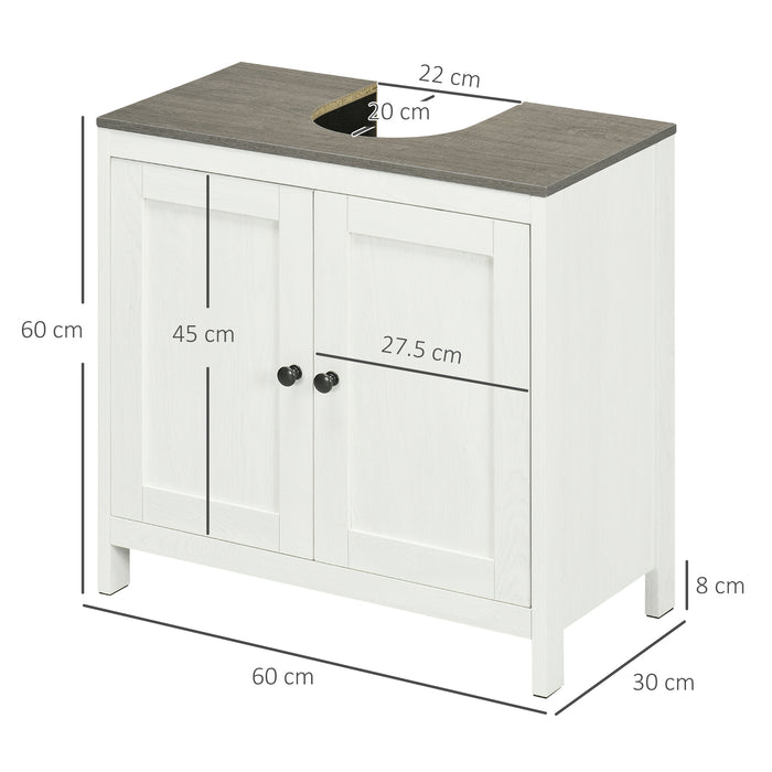 kleankin Modern Bathroom Sink Cabinet, Floor Standing Under Sink Cabinet Freestanding Storage Cupboard w/ Adjustable Shelf Double Doors Antique White