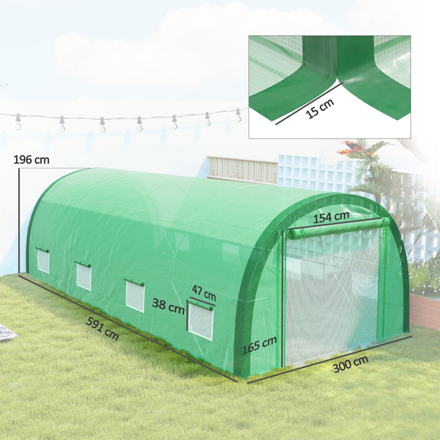 Walk-in Tunnel Greenhouse, Upgraded Structure, Mesh Door & Windows