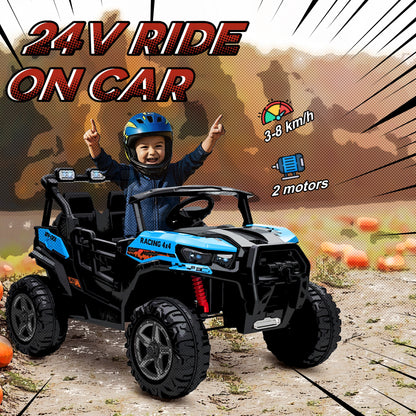 24V Electric Ride on Car, 2-Seater Kids Electric Truck, Blue