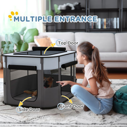 Portable Dog Pen for Puppies, Rabbits, Kittens, Guinea Pigs - Grey