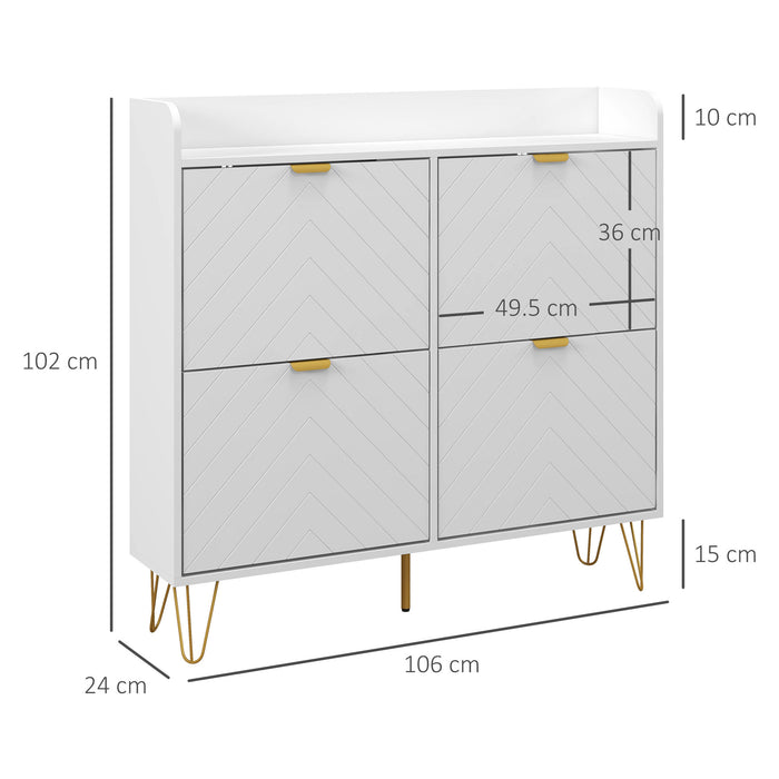 Narrow Shoe Storage Cabinet, Slim Shoe Cupboard with 4 Flip Drawers, Adjustable Shelf, Shoe Rack for 16 Pairs of Shoes