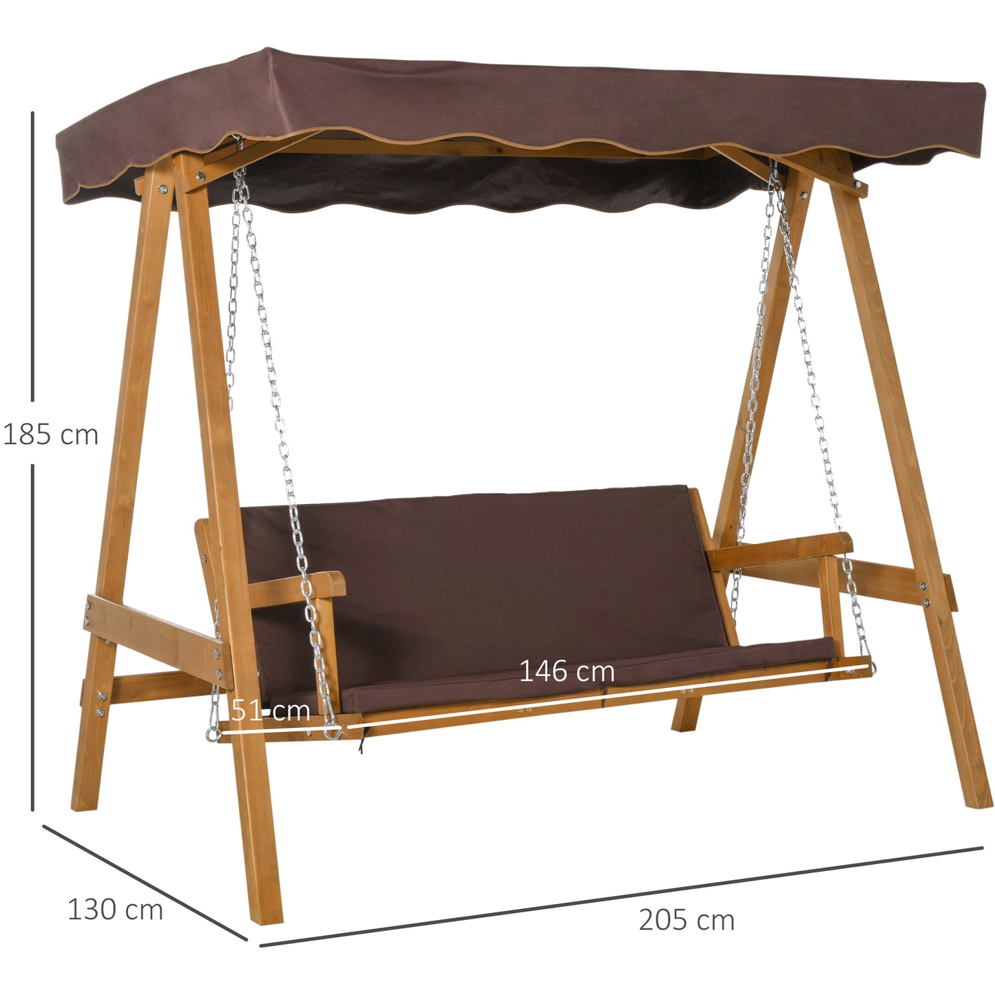 3 Seater Outdoor Garden Swing Chair W/ Canopy Removable Cushion Patio