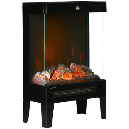 Charming Electric Fireplace Heater, Quiet Freestanding Stove, Black