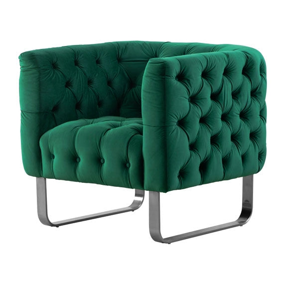 Grosvenor Armchair - Bottle Green - Brushed Silver