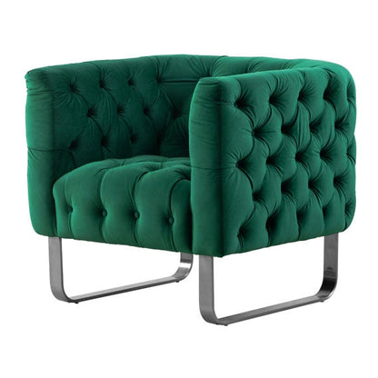 Grosvenor Armchair - Bottle Green - Brushed Silver