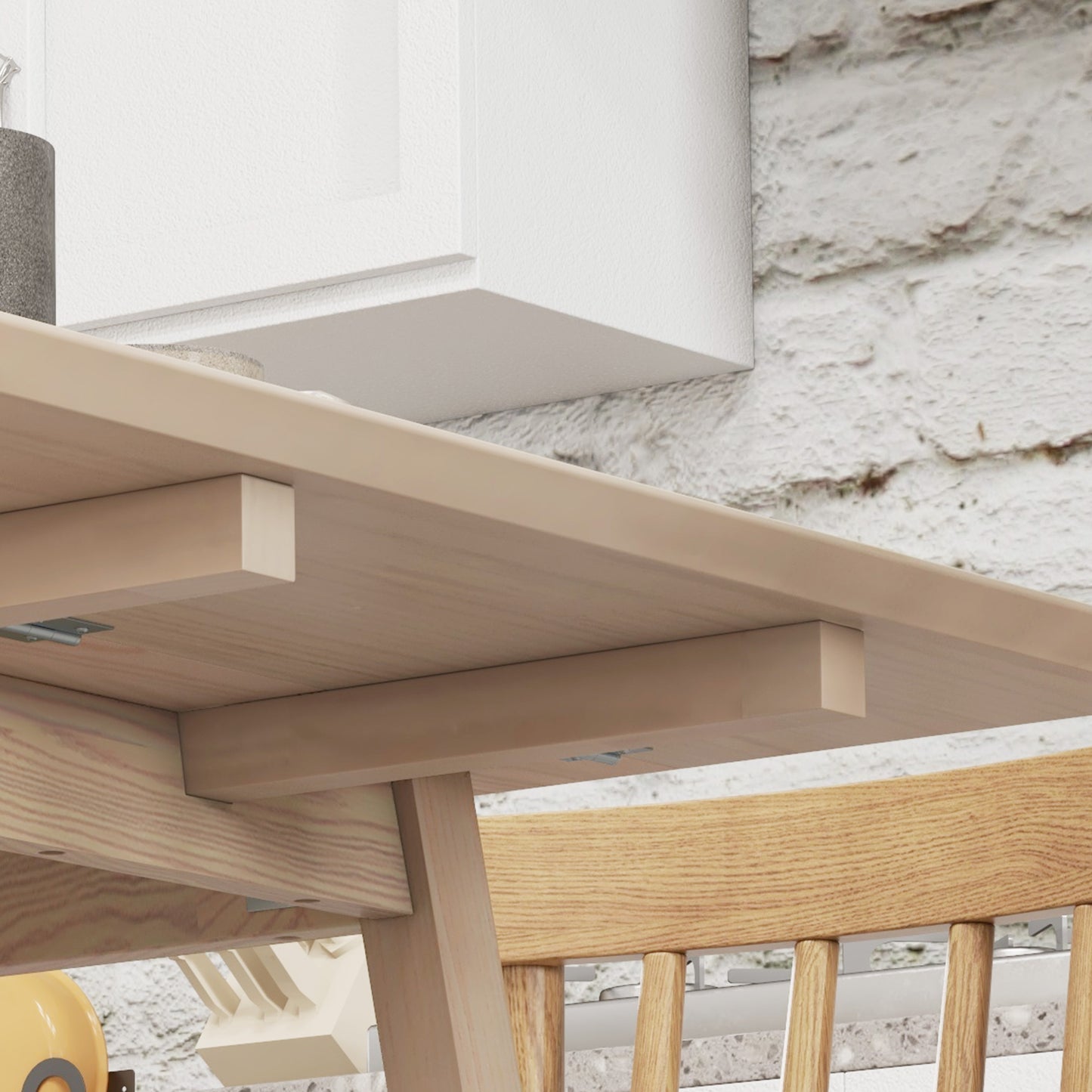 Extendable Kitchen Table for 2-4, Folding Drop Leaf Dining Table, Natural