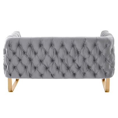 Grosvenor Two Seat Sofa - Dove Grey - Brushed Brass
