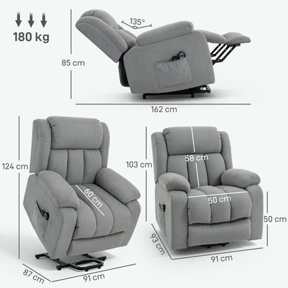 Power Lift Recliner Chair for Elderly with Massage, Light Grey