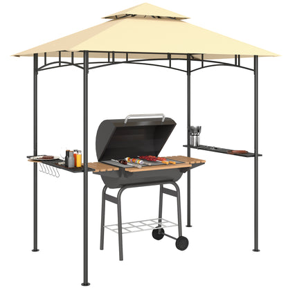 8' x 5' Grill Gazebo, Double Tiered Outdoor BBQ Shelter, Beige