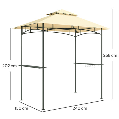 8' x 5' Grill Gazebo, Double Tiered Outdoor BBQ Shelter, Beige