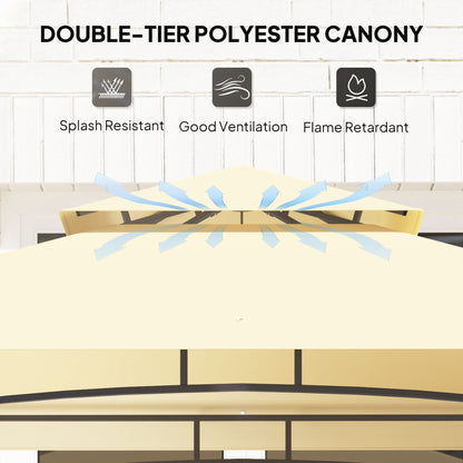 8' x 5' Grill Gazebo, Double Tiered Outdoor BBQ Shelter, Beige