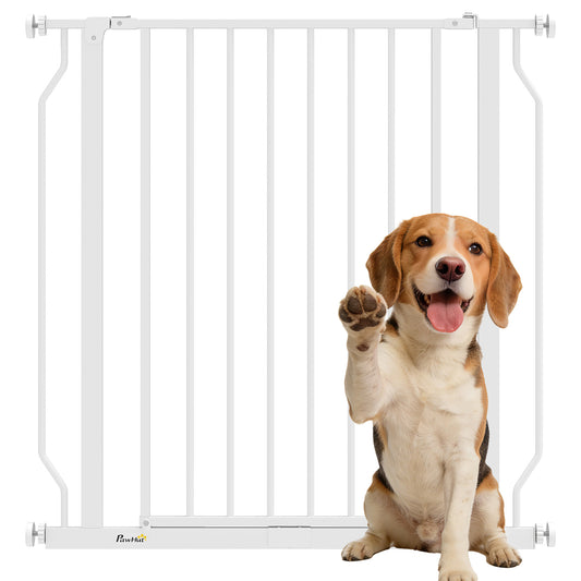 Dog Gate Wide Stair Gate w/ Door Pressure Fit, 75-85W cm, White