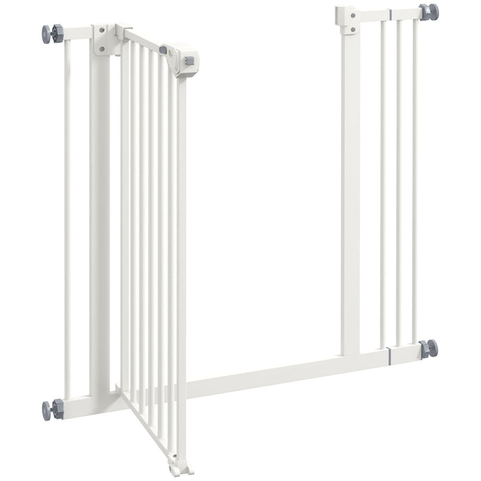 Metal 74-87cm Wide Adjustable Dog Gate White