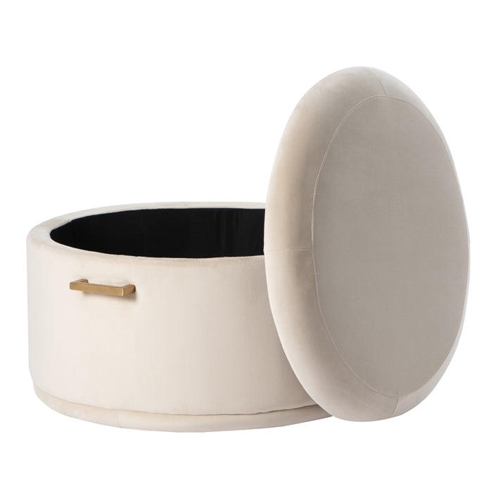 Aria Storage Ottoman – Chalk – Brass/Silver