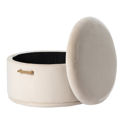 Aria Storage Ottoman – Chalk – Brass/Silver