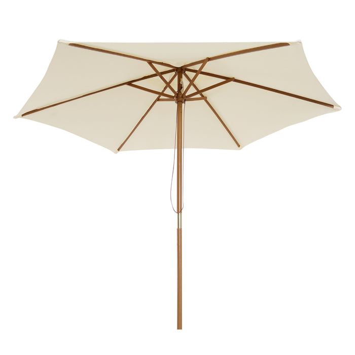 2.5m Wood Wooden Garden Parasol Sun Shade Patio Outdoor Umbrella Canopy New(Beige)