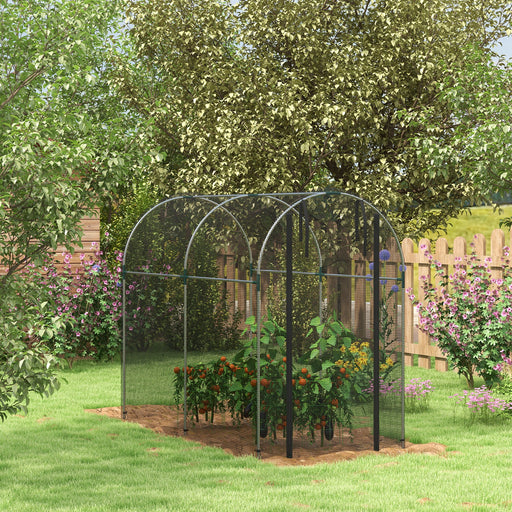 Galvanised Steel Fruit Cage, Plant Protection Tent with Zipped Door, 1.2 x 2.4 x 1.9m, Black